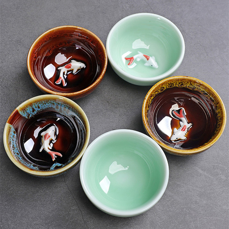 Celadon Ceramic Cup - Tasse à thé mignonne en poisson