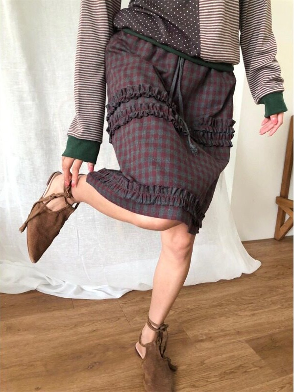 Jupe mi-longue à carreaux avec - Korean Girl Lifestyle avis et prix